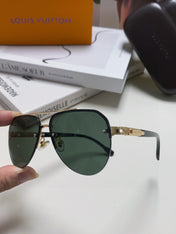 PILOT SUNGLASSES 582589 IN GOLD METAL DARK GREEN LENSES