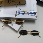 FIRST CRYSTAL RIMLESS OVAL FRAME SUNGLASSES 557152 IN METAL