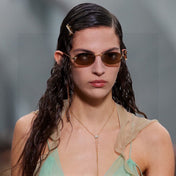 FIRST CRYSTAL RIMLESS OVAL FRAME SUNGLASSES 557152 IN METAL