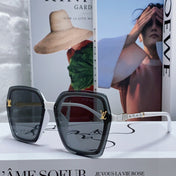 SQUARE SUNGLASSES 581356 IN WHITE ACETATE GREY LENSES