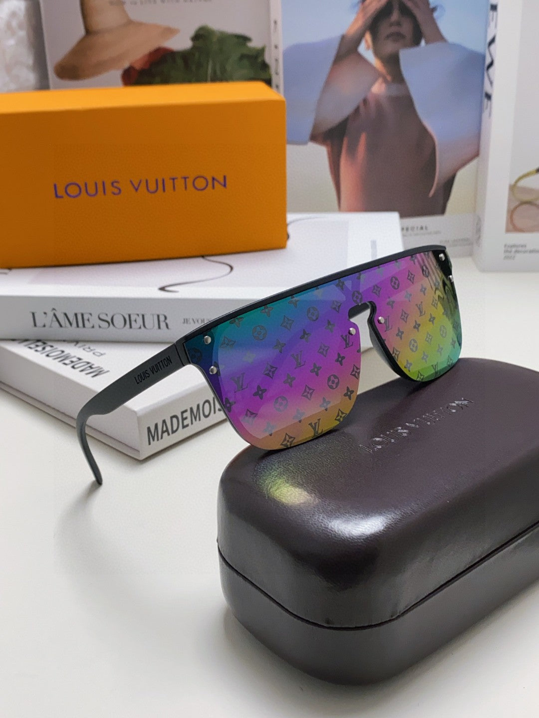 WAIMEA SUNGLASSES 581361 IN MULTICOLOR ACETATE MONOGRAM ON LENS