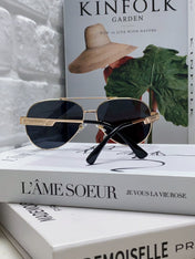 PILOT SUNGLASS 581364 IN GOLD METAL BLACK LENSES