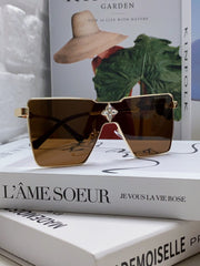 CYCLONE SUNGLASS 581374 IN GOLD METAL BRWON LENSES