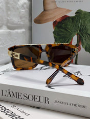 MASCOT PILOT SQUARE SUNGLASS 581376 IN HAVANA ACETATE GOLD METAL