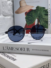SIGNATURE ROUND SUNGLASS 581383 IN BLACK METAL
