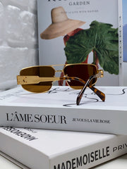 TRIOMPHE SUNGLASS 512998 IN GOLD METAL BROWN LENSES
