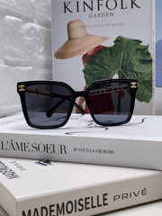 SQUARE SUNGLASSES 632886 IN BLACK ACETATE METAL FRAME EMBOSSED LOGO