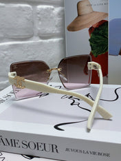 SQUARE SUNGLASSES 632891 IN WHITE ACETATE BROWN LENSES