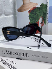 CAT EYE SUNGLASSES 632701 IN BLACK ACETATE EMBOSSED PEARL