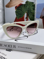 GLIMPSE CAT EYE SUNGLASSES 555884 IN WHITE ACETATE