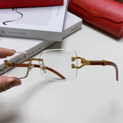 PANTHÈRE RECTANGULAR FRAME SUNGLASSES 555891 IN METAL AND WOODEN