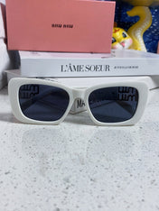 GLIMPSE SUNGLASSES 558346 IN WHITE ACETATE GOLD EMBOSSED LOGO