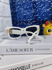 GLIMPSE SUNGLASSES 558346 IN WHITE ACETATE GOLD EMBOSSED LOGO