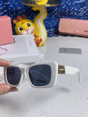 GLIMPSE SUNGLASSES 558346 IN WHITE ACETATE GOLD EMBOSSED LOGO