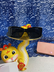 GLIMPSE SUNGLASSES 558348 IN BLACK ACETATE GOLD EMBOSSED LOGO