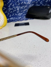 CAT EYE SUNGLASSES 641935 IN GOLD METAL BROWN SMOKE LENSES