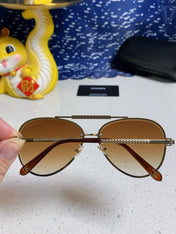 CAT EYE SUNGLASSES 641935 IN GOLD METAL BROWN SMOKE LENSES