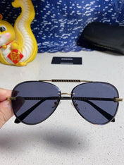 CAT EYE SUNGLASSES 641936 IN GOLD METAL BLACK LENSES