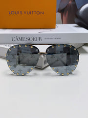 PARTY PILOT SUNGLASSES 567462 IN GOLD METAL MONOGRAM LOGO ON LENS