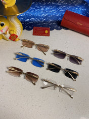 PANTHÈRE RIMLESS RECTANGULAR FRAME SUNGLASSES 531822 IN METAL