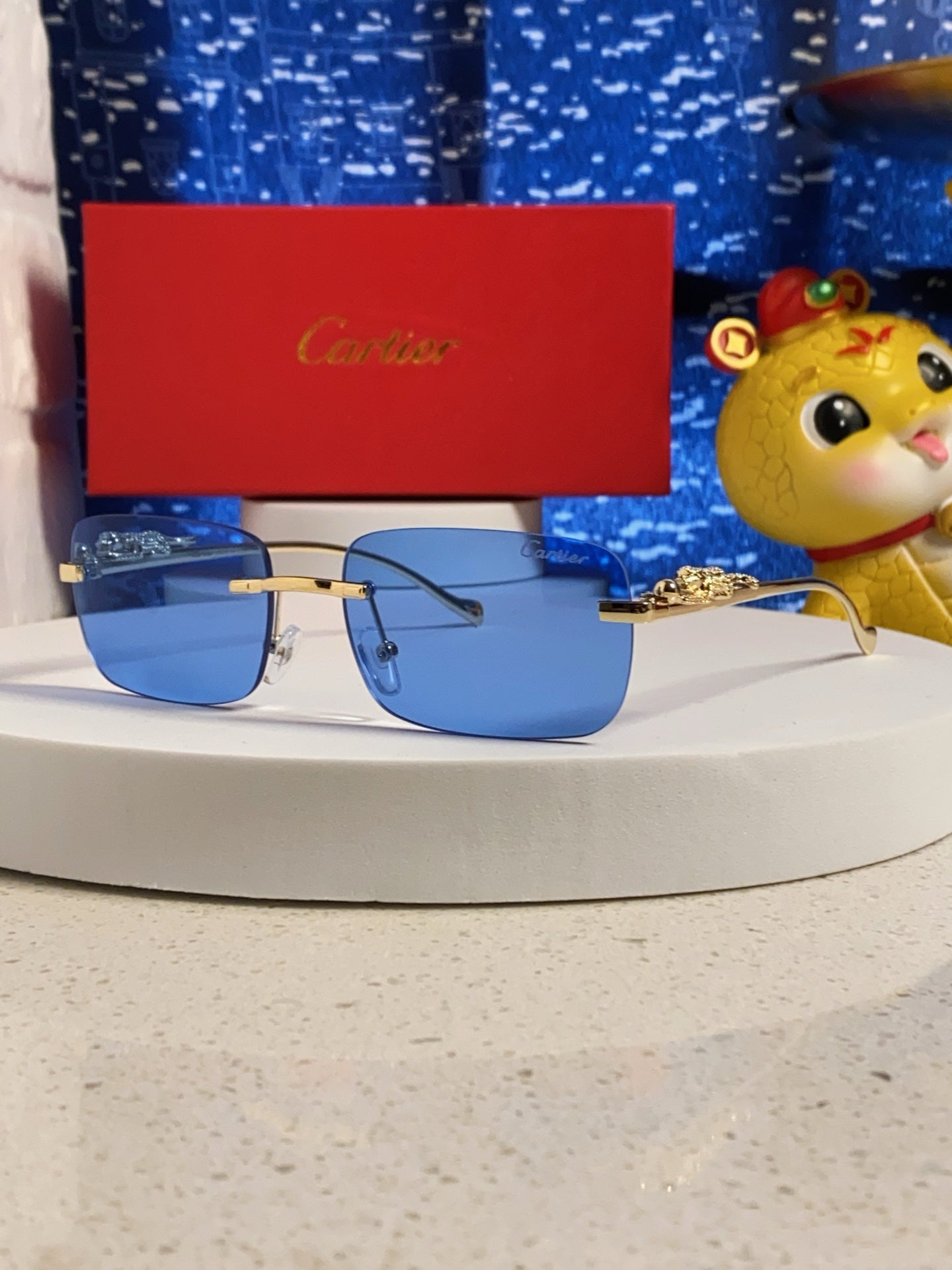 PANTHÈRE RIMLESS RECTANGULAR FRAME SUNGLASSES 531822 IN METAL