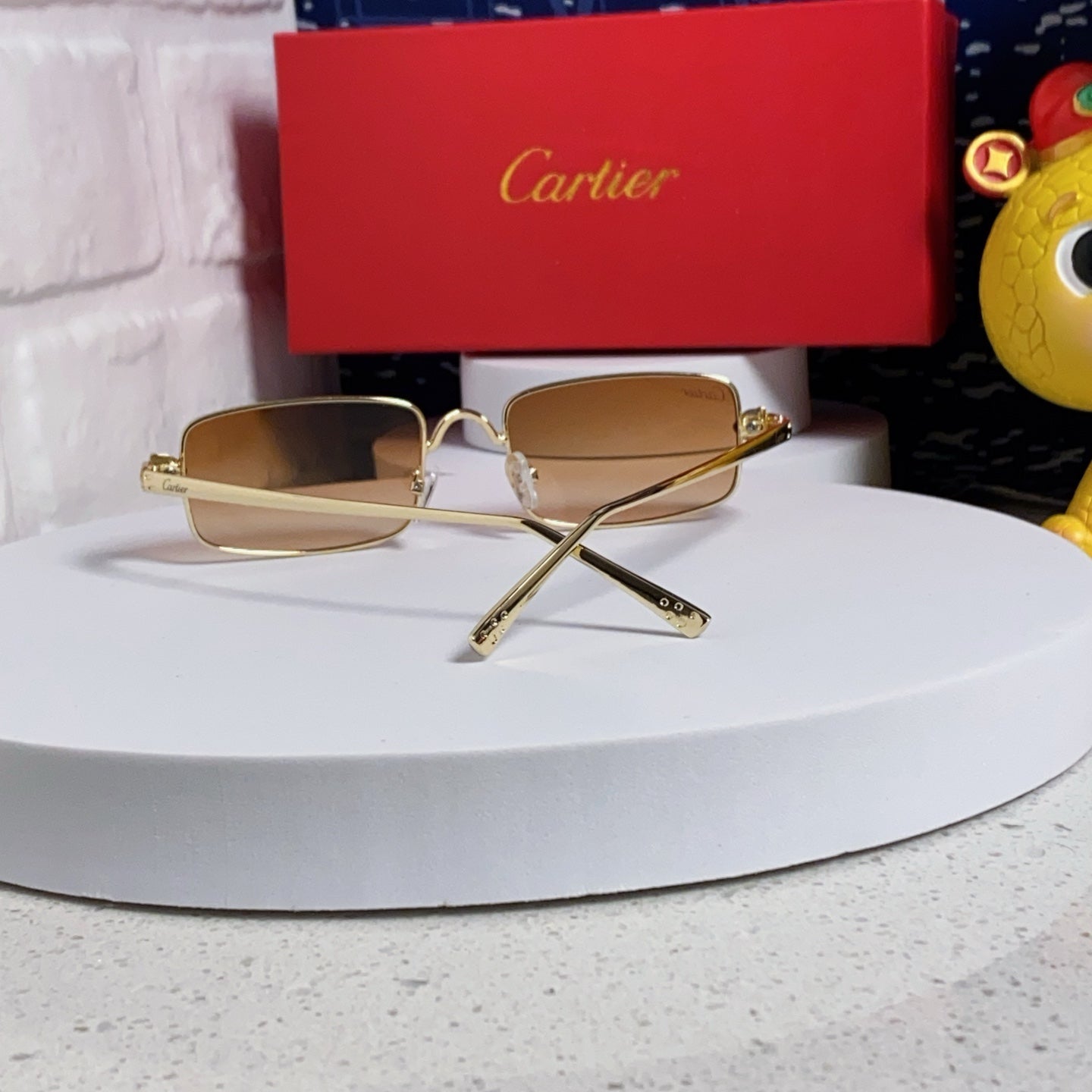 PANTHÈRE RECTANGULAR FRAME SUNGLASSES CT0473S IN METAL