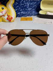 PILOT SUNGLASSES 571634 IN GOLD METAL BROWN LENSES MONOGRAM LOGO