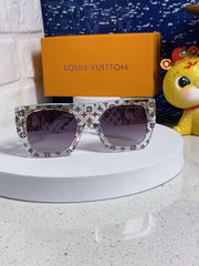 LINK SQUARE SUNGLASSES 570271 IN CLEAR ACETATE MONOGRAM LOGO ON FRAME