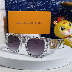 LINK SQUARE SUNGLASSES 570271 IN CLEAR ACETATE MONOGRAM LOGO ON FRAME