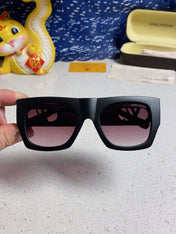 LINK SQUARE SUNGLASSES 570272 IN BLACK ACETATE BLACK LOGO