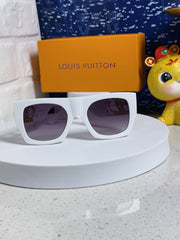 LINK SQUARE SUNGLASSES 570274 IN WHITE ACETATE GOLD LOGO