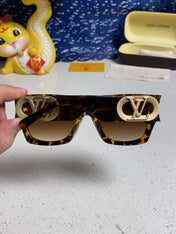LINK SQUARE SUNGLASSES 570275 IN HAVANA ACETATE GOLD LOGO