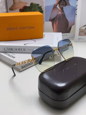 CHAIN SQUARE SUNGLASSES 570259 IN GOLD METAL GREY YELLOW SMOKE LENS