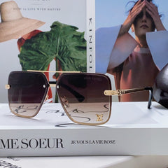 SQUARE SUNGLASSES 570264 IN GOLD METAL BROWN SMOKE LENS