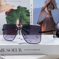 SQUARE SUNGLASSES 570266 IN BLACK METAL LOGO ON LENS