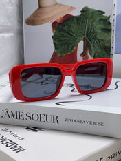 MONTAIGNE SUNGLASS 571592 IN RED ACETATE TEXT LOGO