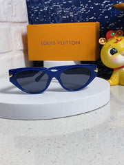 CAT EYE SUNGLASSES 576883 IN BLUE AND GOLD ACETATE