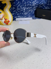 TRIOMPHE SUNGLASS 538530 IN WHITE ACETATE BLACK LENSES