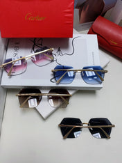 PANTHÈRE RIMLESS GEOMETRIC FRAME SUNGLASSES  539743 IN METAL