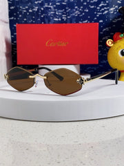 PANTHÈRE RIMLESS RHOMBUS FRAME SUNGLASSES CT0443S IN METAL