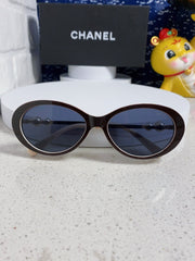 OVAL SUNGLASSES 640343 IN IVORY BROWN ACETATE METAL FRAME EMBOSSED PEARL