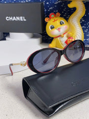 OVAL SUNGLASSES 640344 IN BLACK RED ACETATE METAL FRAME EMBOSSED PEARL