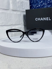CAT EYE SUNGLASSES CH3393 IN BLACK ACETATE CLEAR LENSES