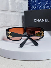 SQUARE SUNGLASSES CH5495 IN BLACK ACETATE ORANGE SMOKE LENSES