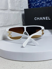 SQUARE SUNGLASSES CH5495 IN WHITE ACETATE BROWN LENSES