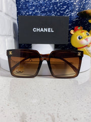 SQUARE SUNGLASSES 641810 IN BROWN ACETATE GOLD CHAIN