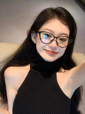 CAT EYE SUNGLASSES CH3393 IN BLACK ACETATE CLEAR LENSES