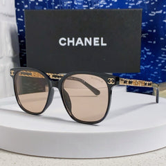 SQUARE SUNGLASSES 632028 IN BLACK ACETATE LIGHT BROWN LENSES