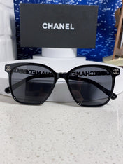 SQUARE SUNGLASSES 632032 IN BLACK ACETATE SILVER METAL