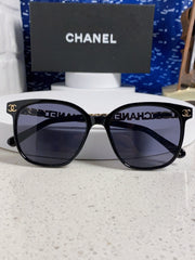 SQUARE SUNGLASSES 632033 IN BLACK ACETATE BLACK LENSES